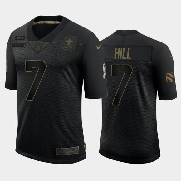 Men's New Orleans Saints #7 Taysom Hill Black NFL 2020 Salute To Service Limited Stitched Jersey